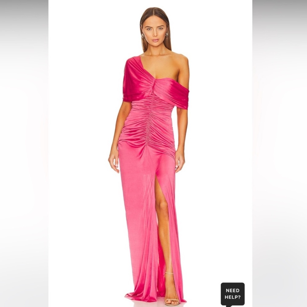 NWT Yaura Tiara Pink Ruched Draped Maxi Dress Gown Size Medium